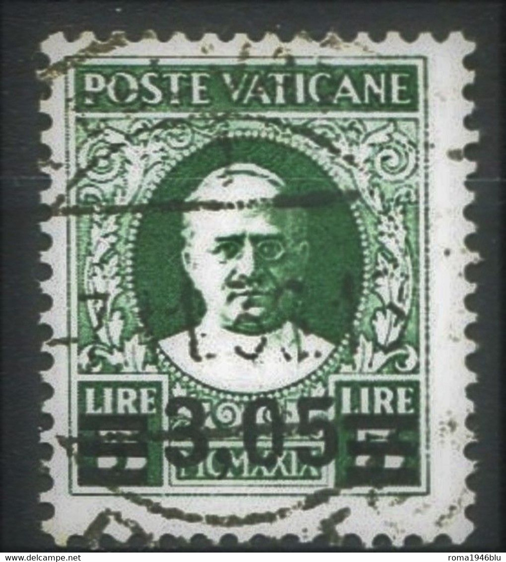 VATICANO 1934 PROVVISORIA 3,05 SU 5 LIRE SASSONE N. 39 USATO - Used Stamps