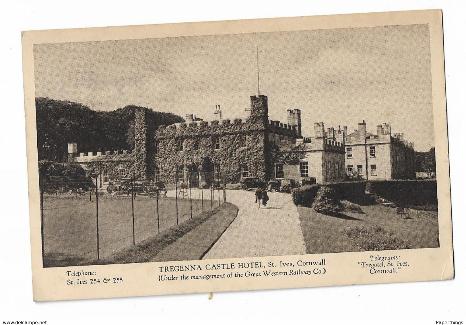 Postcard, Cornwall, St Ives, Tregenna Castle Hotel, Great Western Railway, 1937. - St.Ives