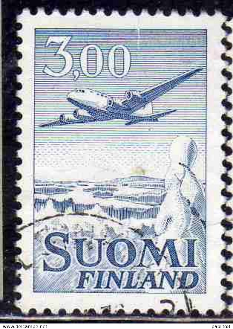 SUOMI FINLAND FINLANDIA FINLANDE 1963 AIR POST MAIL AIRMAIL DC-6 3.00m USED USATO OBLITERE' - Oblitérés