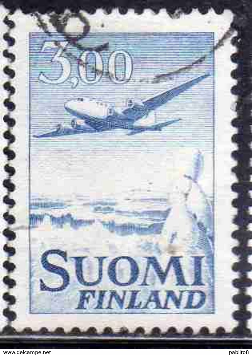 SUOMI FINLAND FINLANDIA FINLANDE 1963 AIR POST MAIL AIRMAIL DC-6 3.00m USED USATO OBLITERE' - Gebruikt