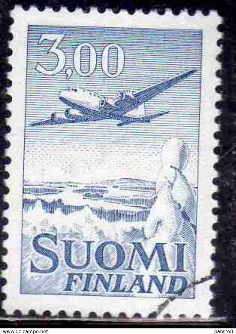 SUOMI FINLAND FINLANDIA FINLANDE 1963 AIR POST MAIL AIRMAIL DC-6 3.00m USED USATO OBLITERE' - Gebruikt