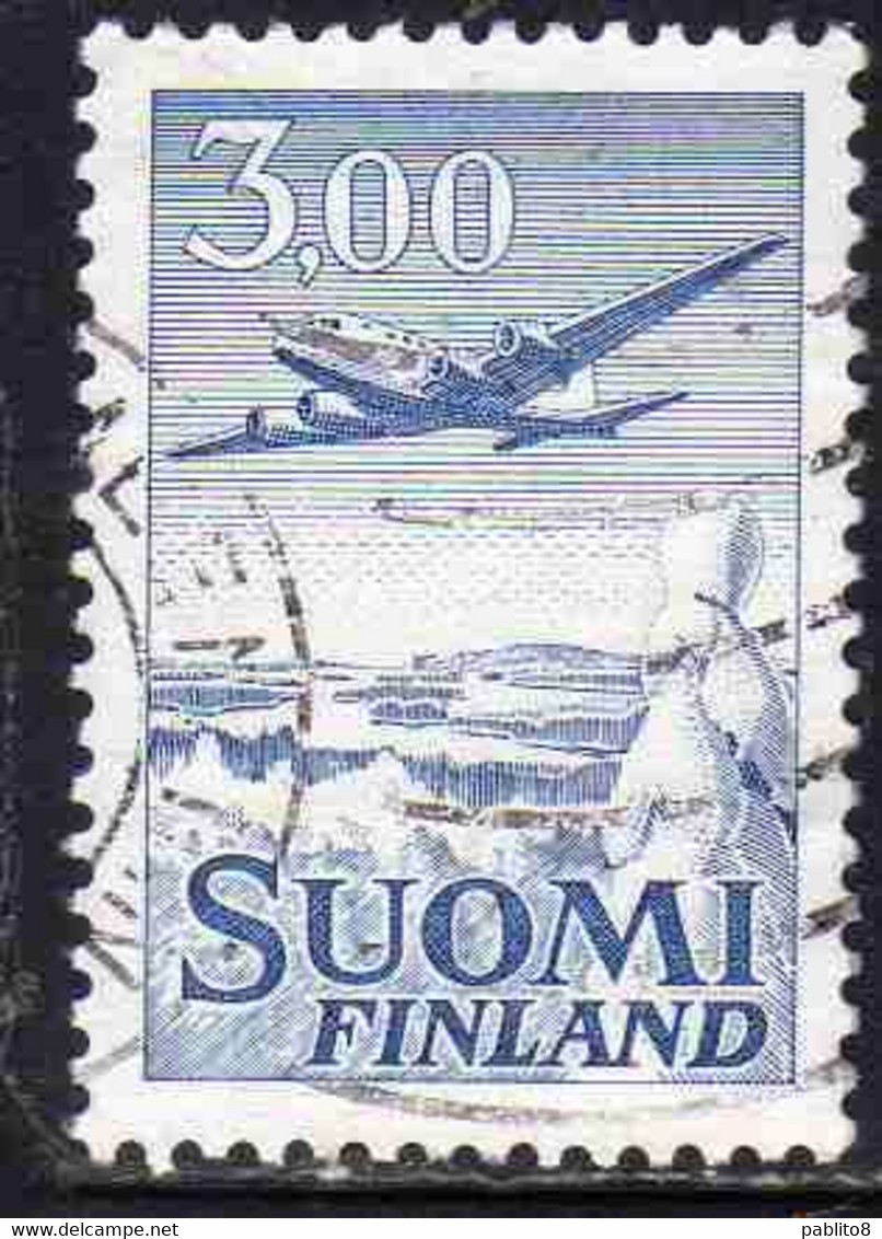 SUOMI FINLAND FINLANDIA FINLANDE 1963 AIR POST MAIL AIRMAIL DC-6 3.00m USED USATO OBLITERE' - Used Stamps