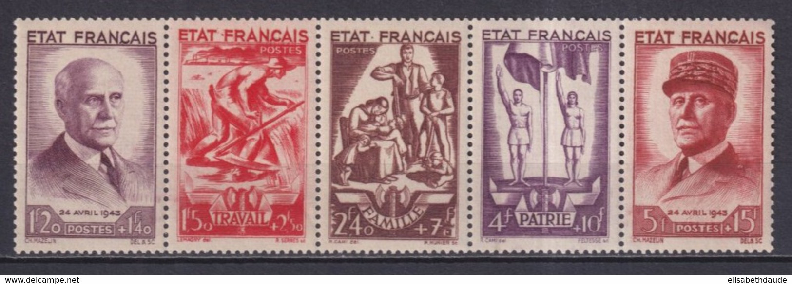 1943 - BANDE MARECHAL PETAIN - YVERT N°580 ** MNH - COTE = 155 EUR - Nuovi