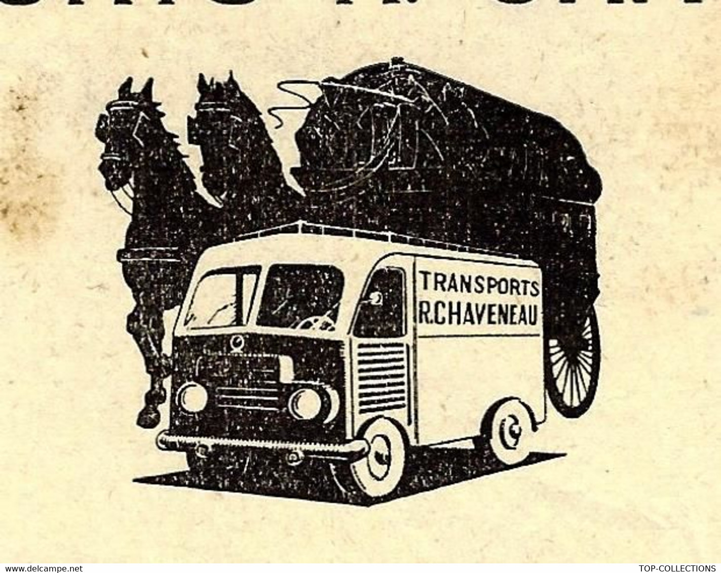 1959 ENTETE CAMION ET OMBRE DE 2 CHEVAUX TRANSPORTS R.  CHAVENEAU Poitiers Vienne Pour Dupré Lectoure Gers B.E.V.SCANS - 1900 – 1949