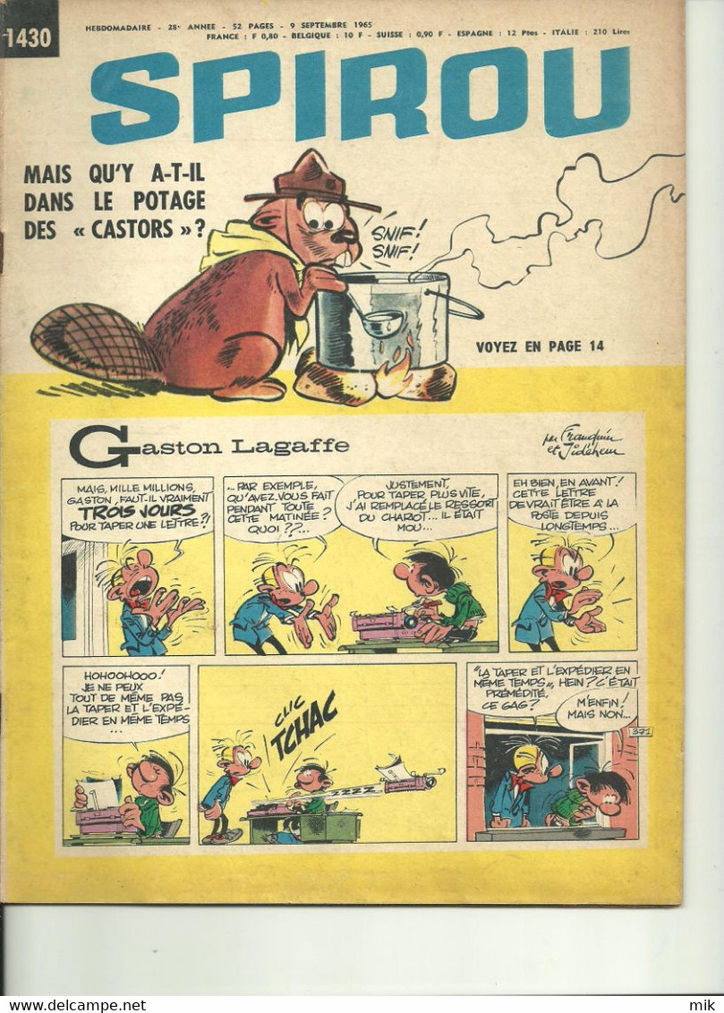 Lot De 4 Spirou De Août Et Septembre 1965 - Bücherpakete