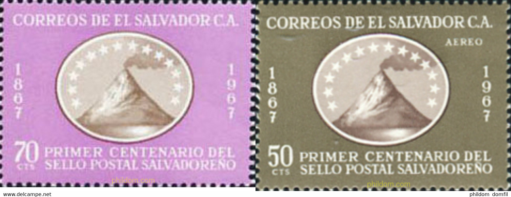 188160 MNH EL SALVADOR 1967 CENTENARIO DEL SELLO - Volcans