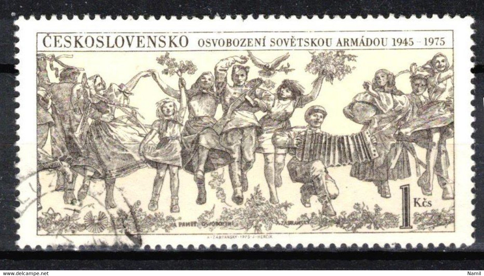 Tchécoslovaquie 1975 Mi 2255 (Yv 2100), Varieté, Position 13/2, Obliteré - Variétés Et Curiosités