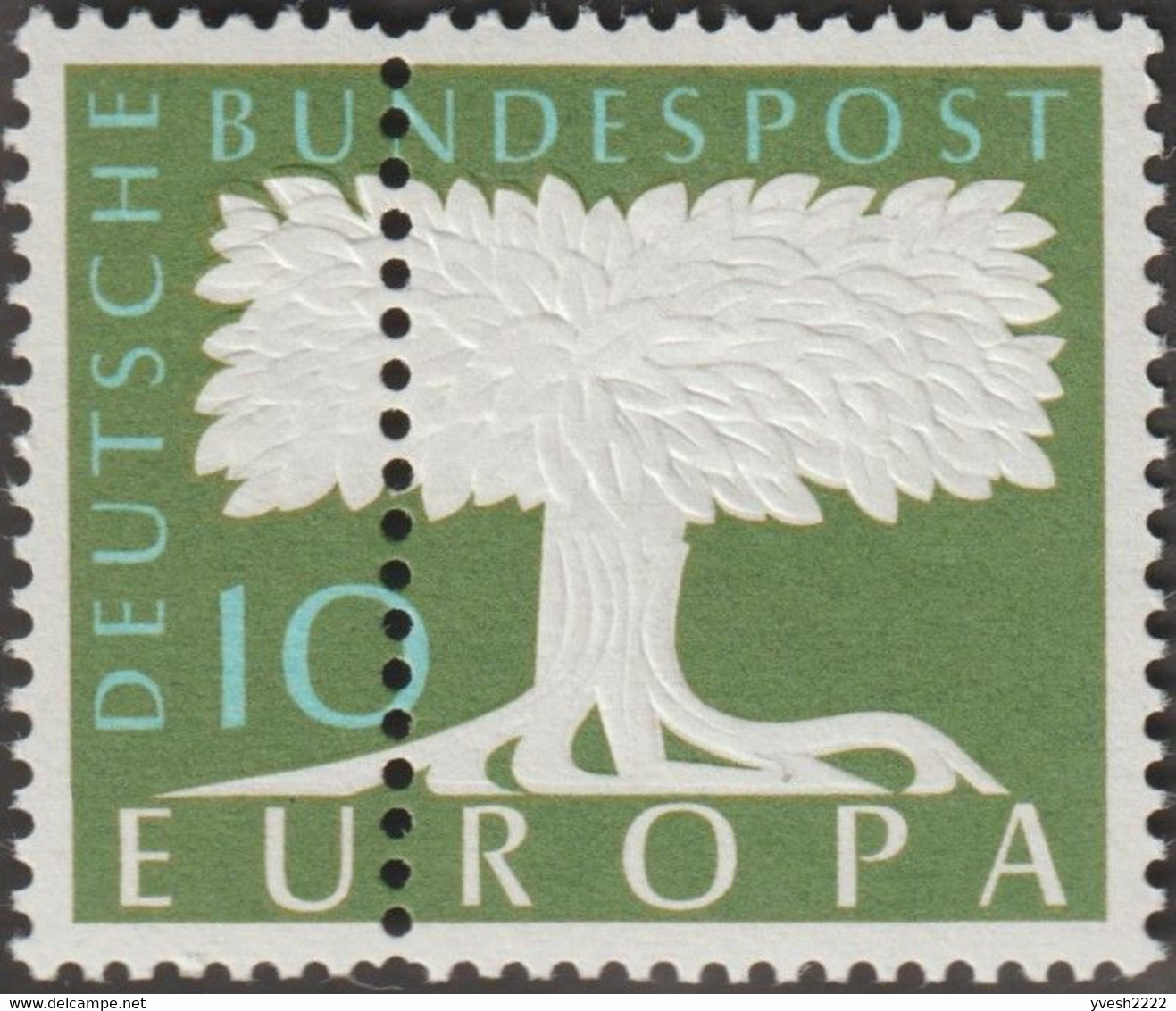 Allemagne 1957 Y&T 140 Mi 268w. Curiosité, Dentelure Verticale Intempestive. Europa 1957. MNH, Sans Charnière Postfrisch - 1957