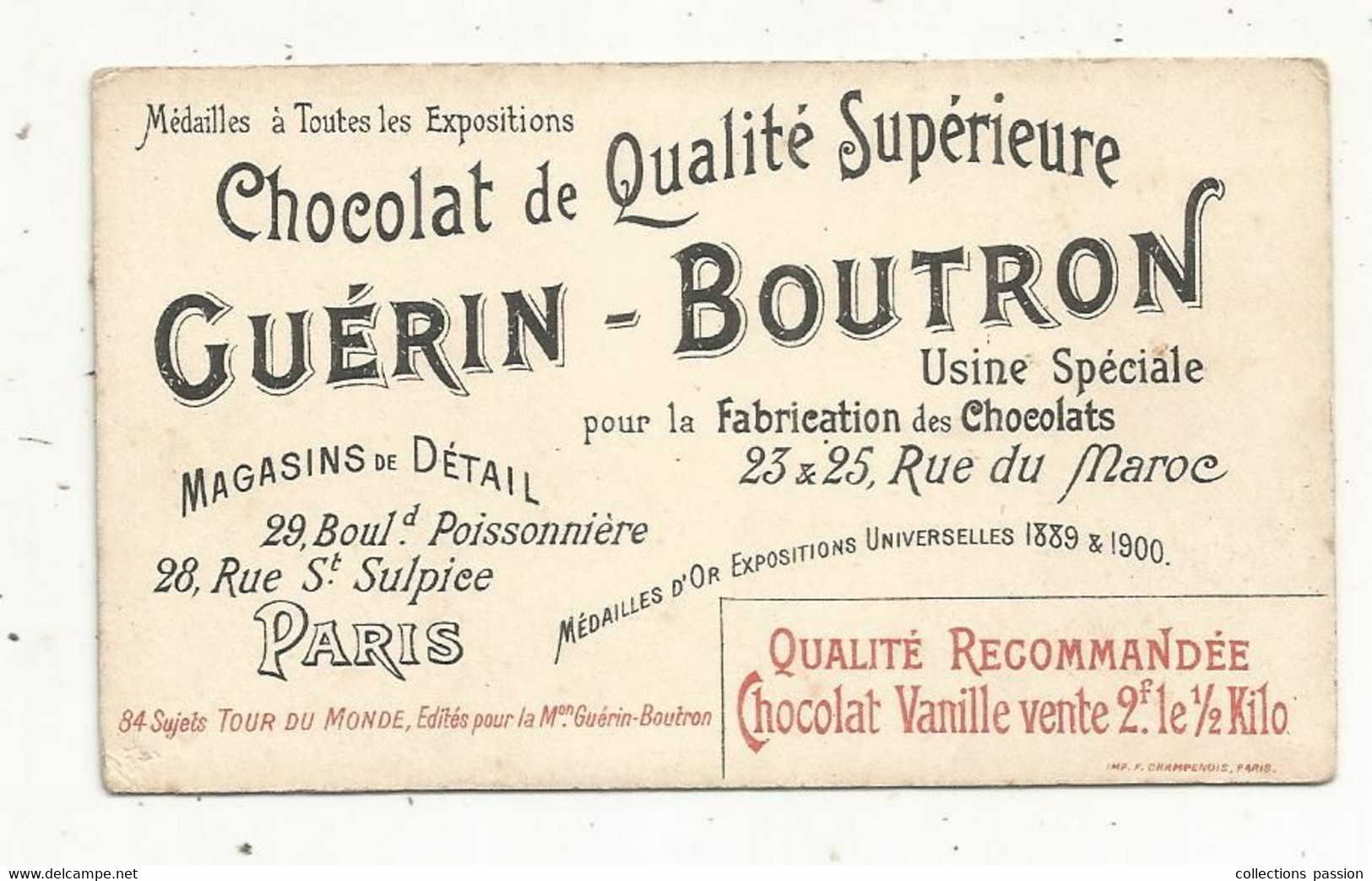 Chromo , Chocolat GUERIN-BOUTRON, Le Tour Du Monde En 84 étapes , A MOSCOU, 2 Scans - Guerin Boutron