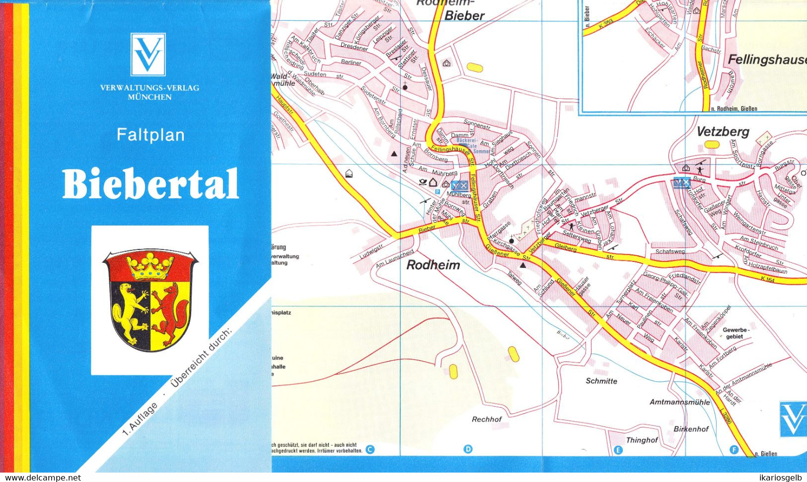 Biebertal Bei Giessen ~1989 Stadtplan Mit Strassenverzeichnis U Nachbarorte Topographie Landkarte - Cartes Topographiques