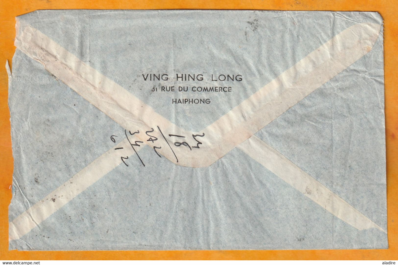 1950 -  Enveloppe Par Avion De HAIPHONG, Nord Vietnam Vers La France - Affrt Insuffisant : Taxe 1 F 60 - Lettres & Documents