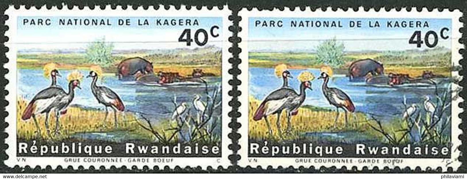 Rwanda Rwandaise Ruanda 1965 Parc Kagera Grue Couronnée Garde-boeufs Kranich Crane ( Yvert 100 , Michel 106) - Kraanvogels En Kraanvogelachtigen