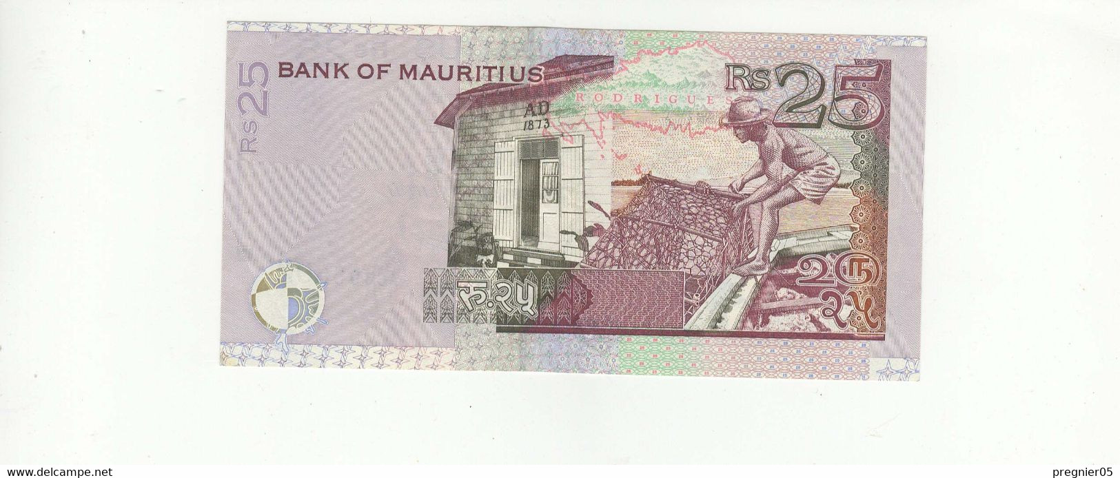 MAURICE - Billet 25 Roupies 1999 SPL/AU Pick-49 - Mauritius