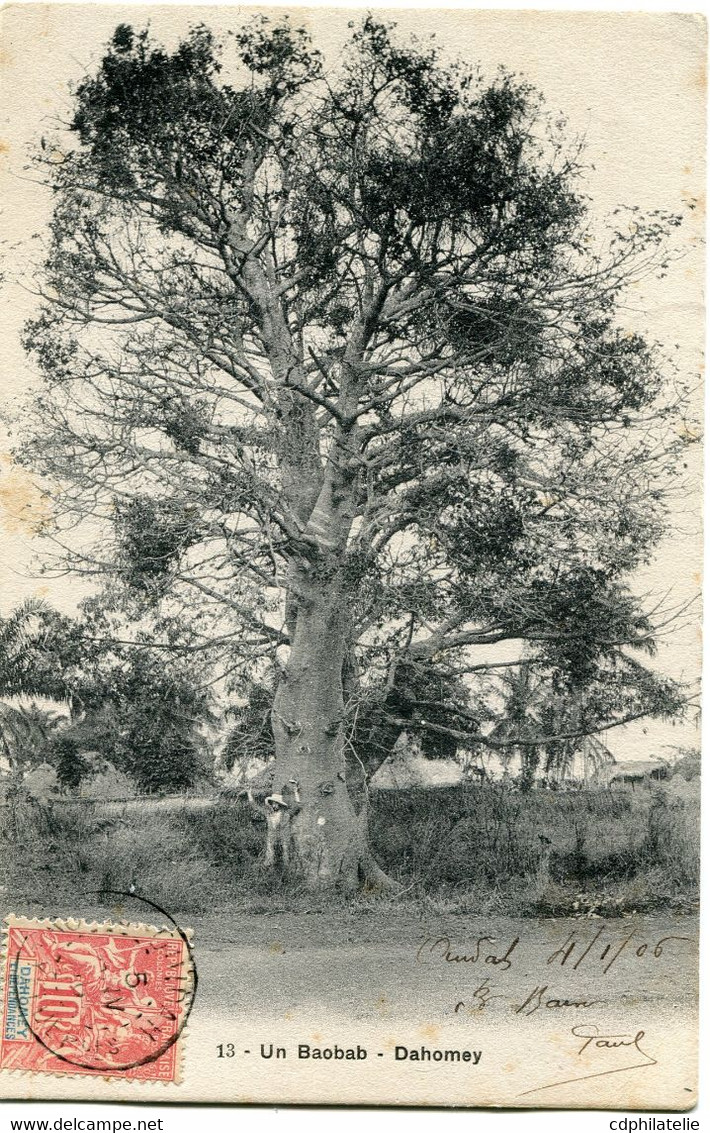 DAHOMEY CARTE POSTALE -UN BAOBAB DEPART OUIDAH 5 JANV 06 DAHOMEY ET DEPces POUR LA FRANCE - Storia Postale