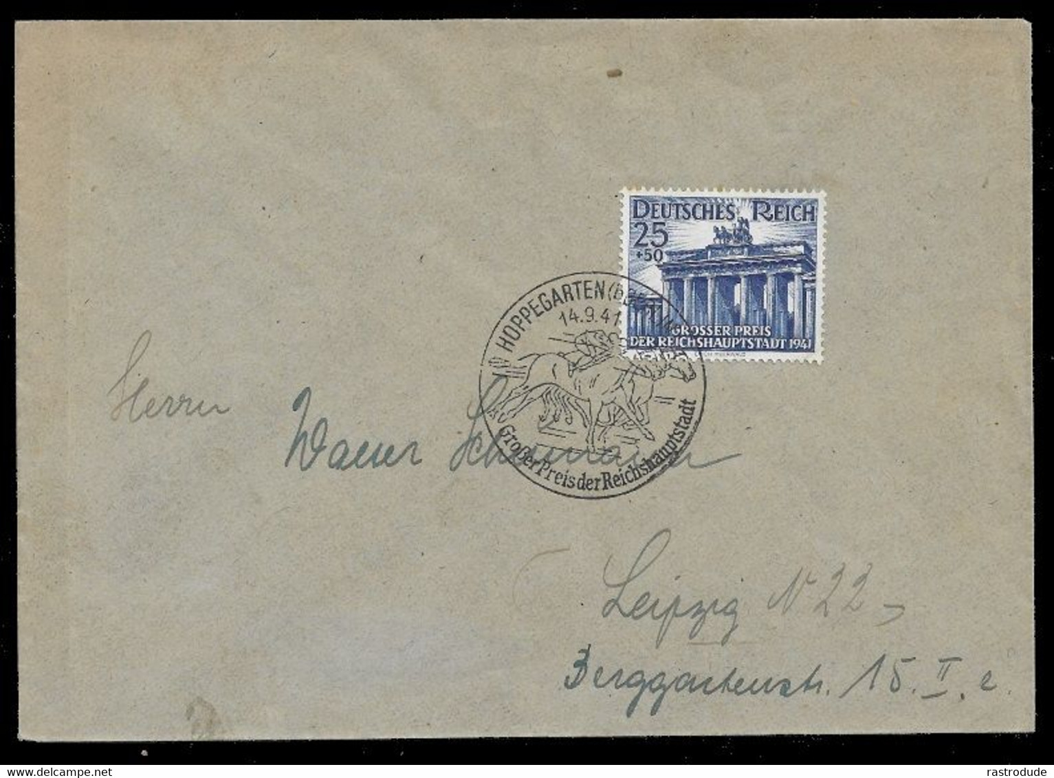 1941(14.9) FDC ERSTTAG DT.REICH 25+50 PF. MI.803 GROSSER PREIS DER REICHHAUFTSTADT HORSE PFERD CHEVAL RACING - Hípica