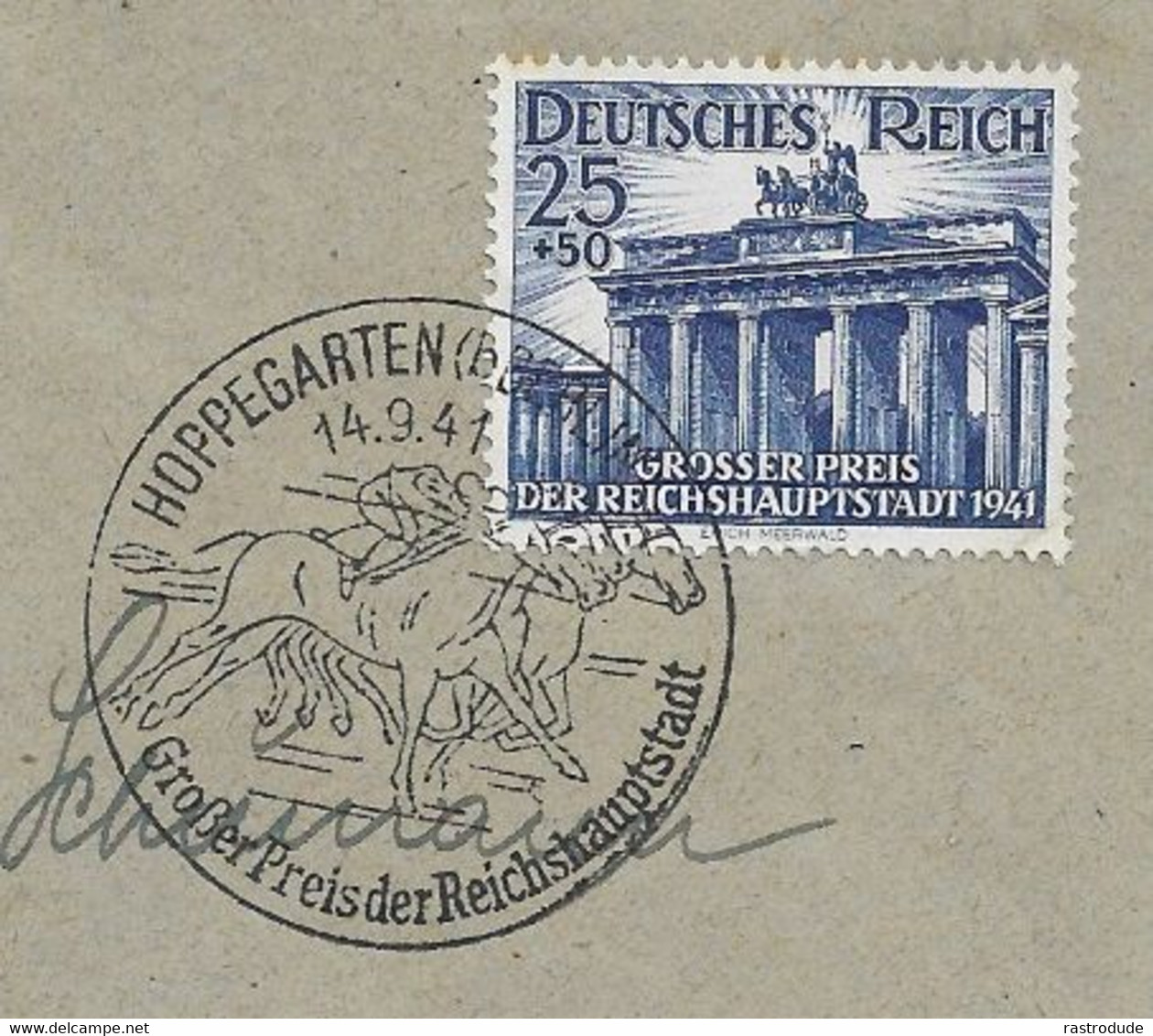 1941(14.9) FDC ERSTTAG DT.REICH 25+50 PF. MI.803 GROSSER PREIS DER REICHHAUFTSTADT HORSE PFERD CHEVAL RACING - Hippisme