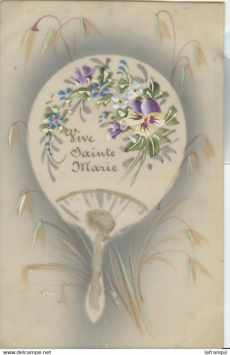 Themes Div-ref MM400- Carte Matiere Celluloid -eventails - Eventail Vive Sainte Ste Marie - - Prénoms