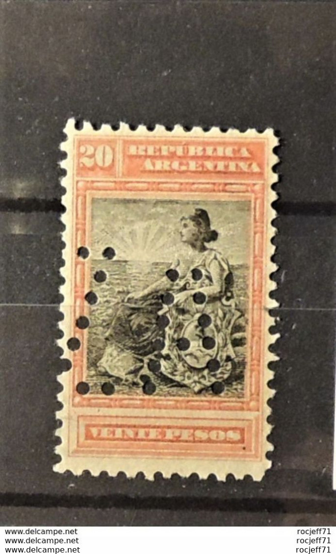 11 - 22  // Argentine 1899 - N°130 (*) No Gum - 20 Pesos Avec Perfin - Cote : 225 Euros - Nuevos