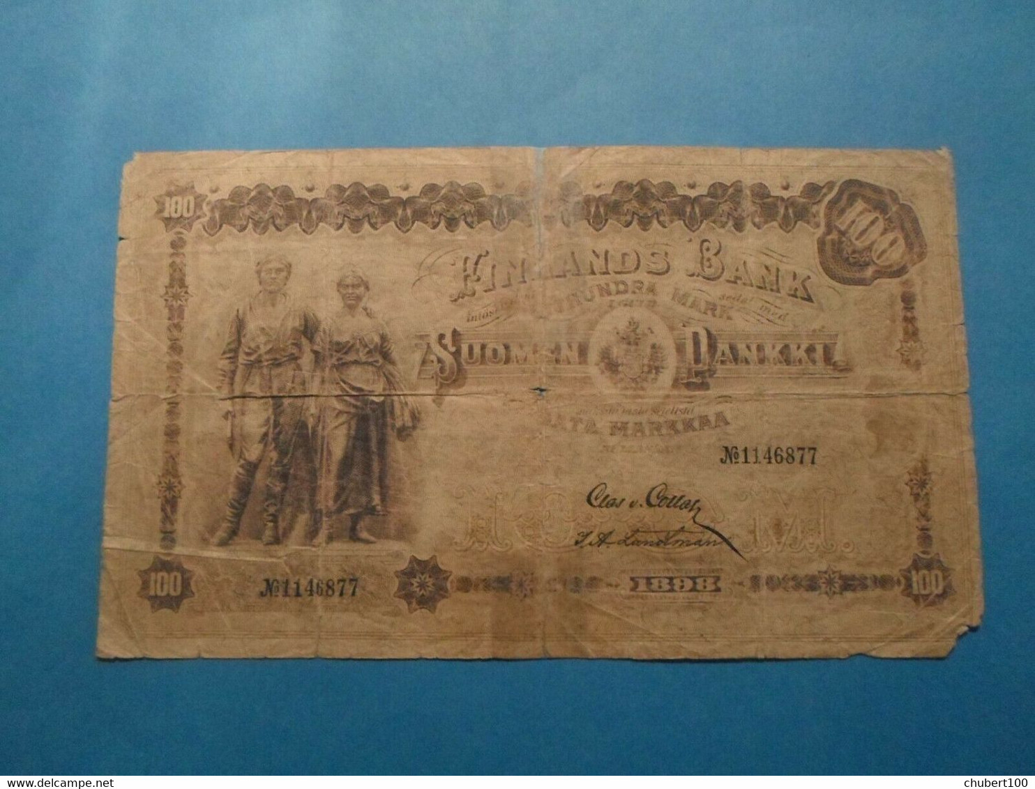 FINLAND ,  P 7 , 100 Mark , 1898 , Well Used But Rare - Finland