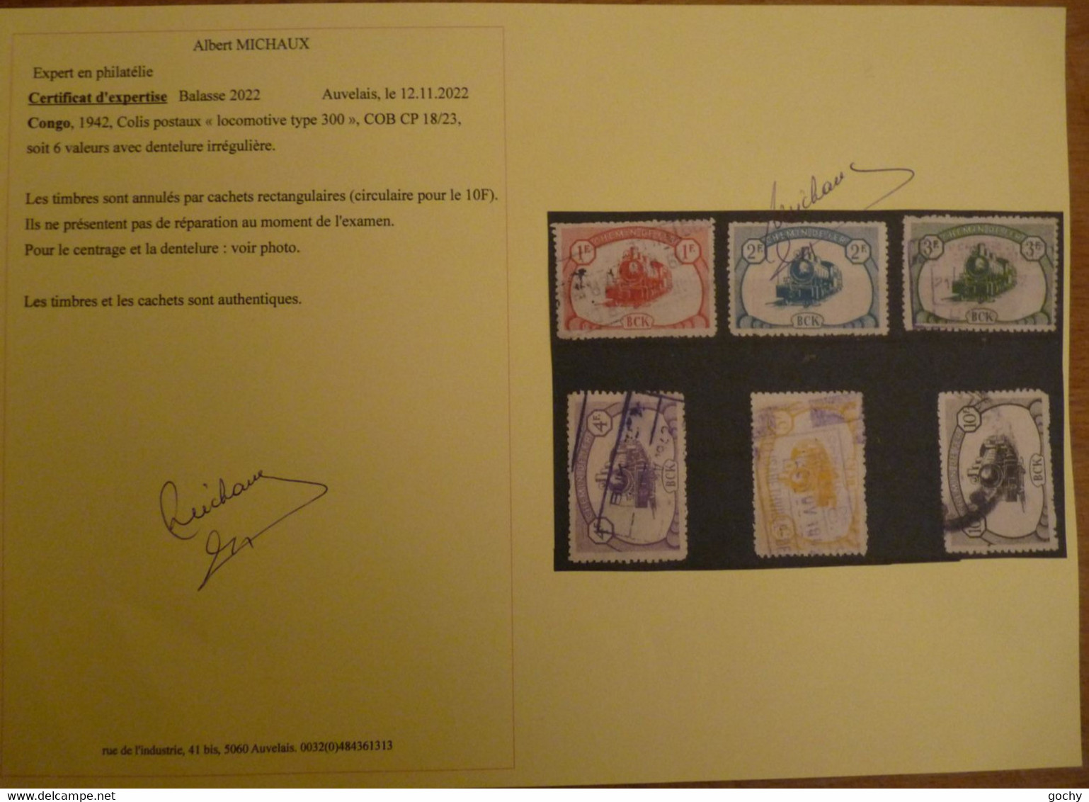 Belgian Congo Belge 1942  : CP 18 à 23 OBLI.   CAT.: 1430,00€  VICICONGO         RARE + CERTIFICAT - Parcel Post