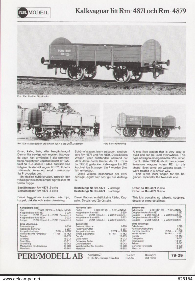 Catalogue PERL MODELL 1979/80 Svenska Järnvägsmodeller Och Tillbehör Skala 1:87 HO - En Suédois - Non Classés