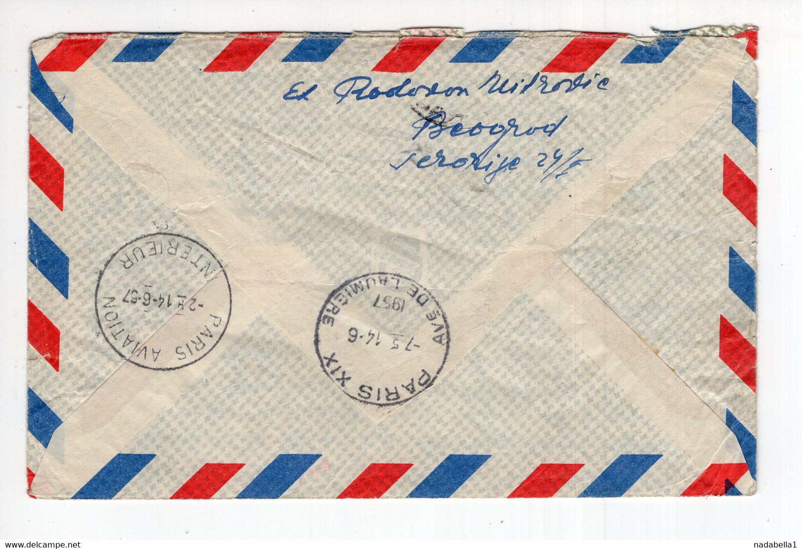 1957. YUGOSLAVIA,SERBIA,BELGRADE,EXPRESS AIRMAIL COVER TO FRANCE,PARIS - Luchtpost