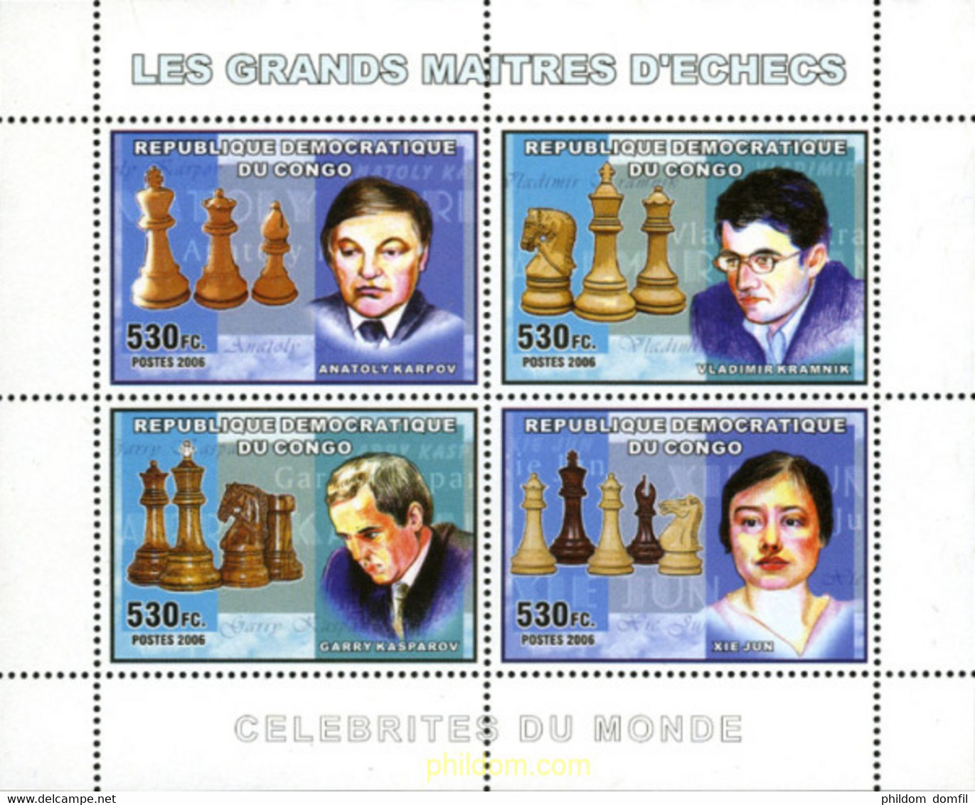 275096 MNH CONGO. República Democrática 2006 JUGADORES DE AJEDREZ - Oblitérés