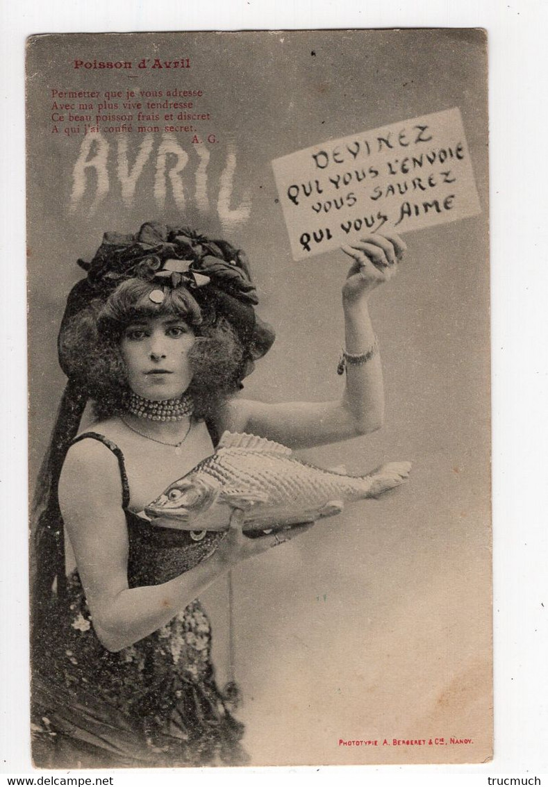 71 - 1er AVRIL - Jeune Femme "Devinez Qui Vous L'envoie ..." *Bergeret* - 1er Avril - Poisson D'avril