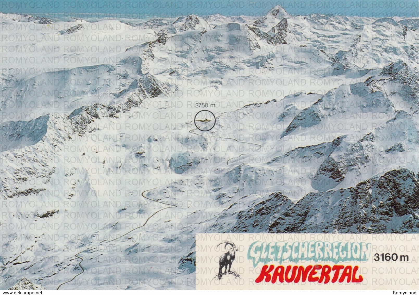 CARTOLINA  KAUNERTAL,TIROLO,AUSTRIA,GLETSCHER-SCHIGEBIET BIS M.3100-BERGRESTAURANT M.2750,NON VIAGGIATA - Kaunertal