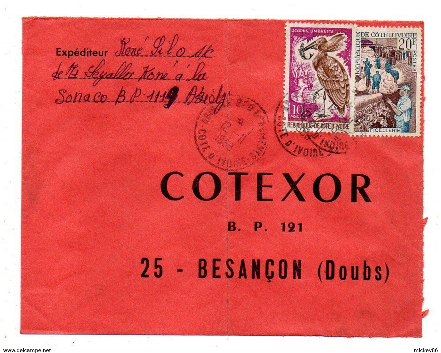 Côte D'Ivoire -1968 - Lot De 4 Lettres  Pour Besançon-25--tp Divers   Sur Lettre....cachet......à Saisir - Costa D'Avorio (1960-...)