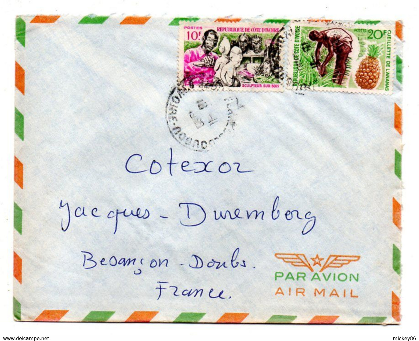 Côte D'Ivoire -1968 - Lot De 4 Lettres  Pour Besançon-25--tp Divers   Sur Lettre....cachet......à Saisir - Côte D'Ivoire (1960-...)