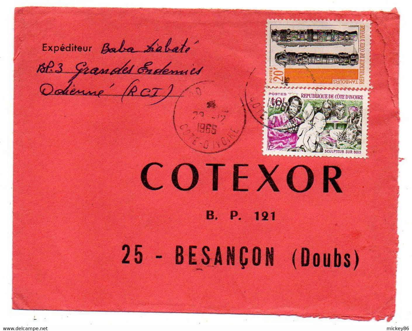 Côte D'Ivoire -1968 - Lot De 4 Lettres  Pour Besançon-25--tp Divers   Sur Lettre....cachet......à Saisir - Costa D'Avorio (1960-...)