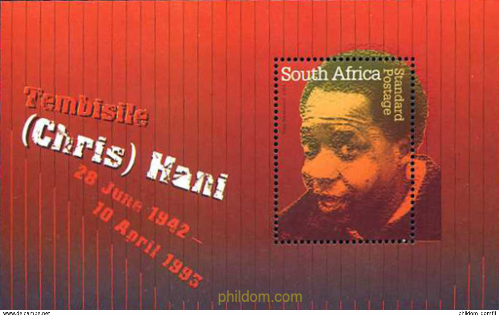 196138 MNH SUDAFRICA 2003 10 ANIVERSARIO DE LA MUERTE DE CHRIS HANI - Usados