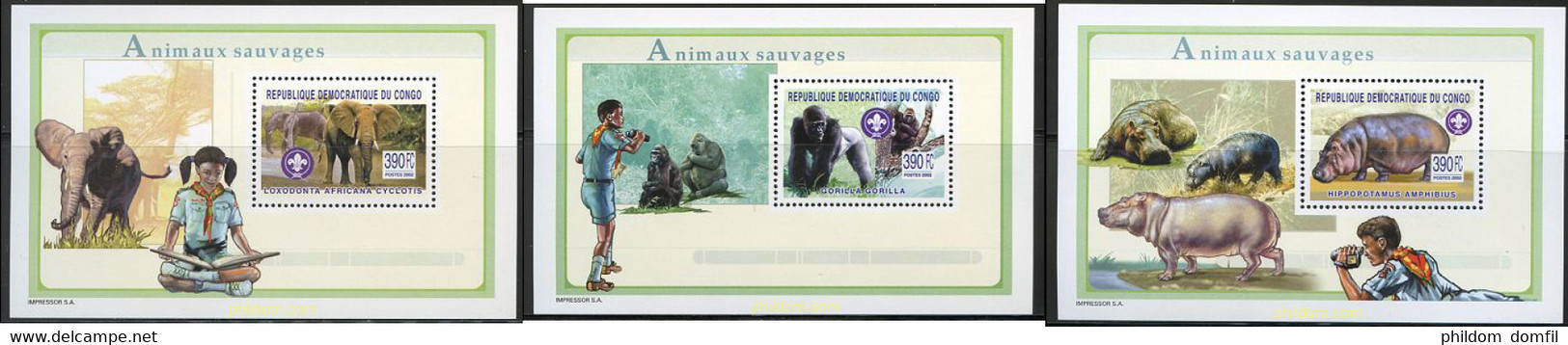 222399 MNH CONGO. República Democrática 2002 ANIMALES SALVAJES - Used