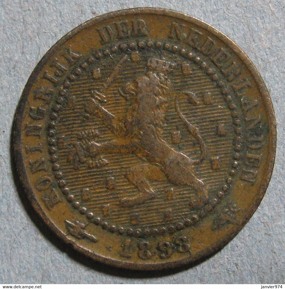 Pays-Bas, 2 1/2 Cents 1918, WILHELMINA I. Bronze. KM# 150 - 2.5 Centavos