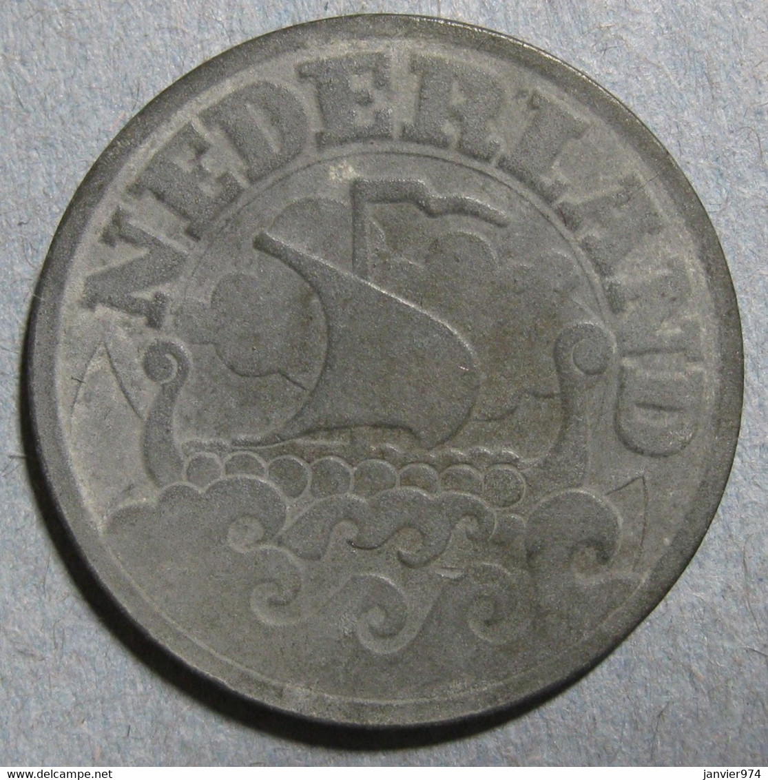 Pays Bas Occupation Allemande 25 Cents 1941 Wilhelmina, En Zinc , KM# 174 - 25 Centavos