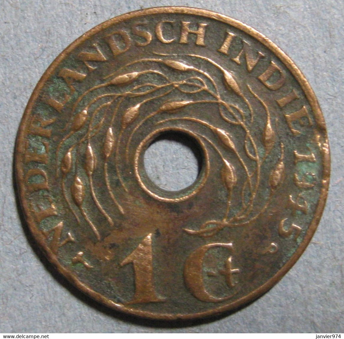 Netherlands East Indies . 1 Cent 1945 P Wilhelmina, En Bronze , KM# 317 - Niederländisch-Indien