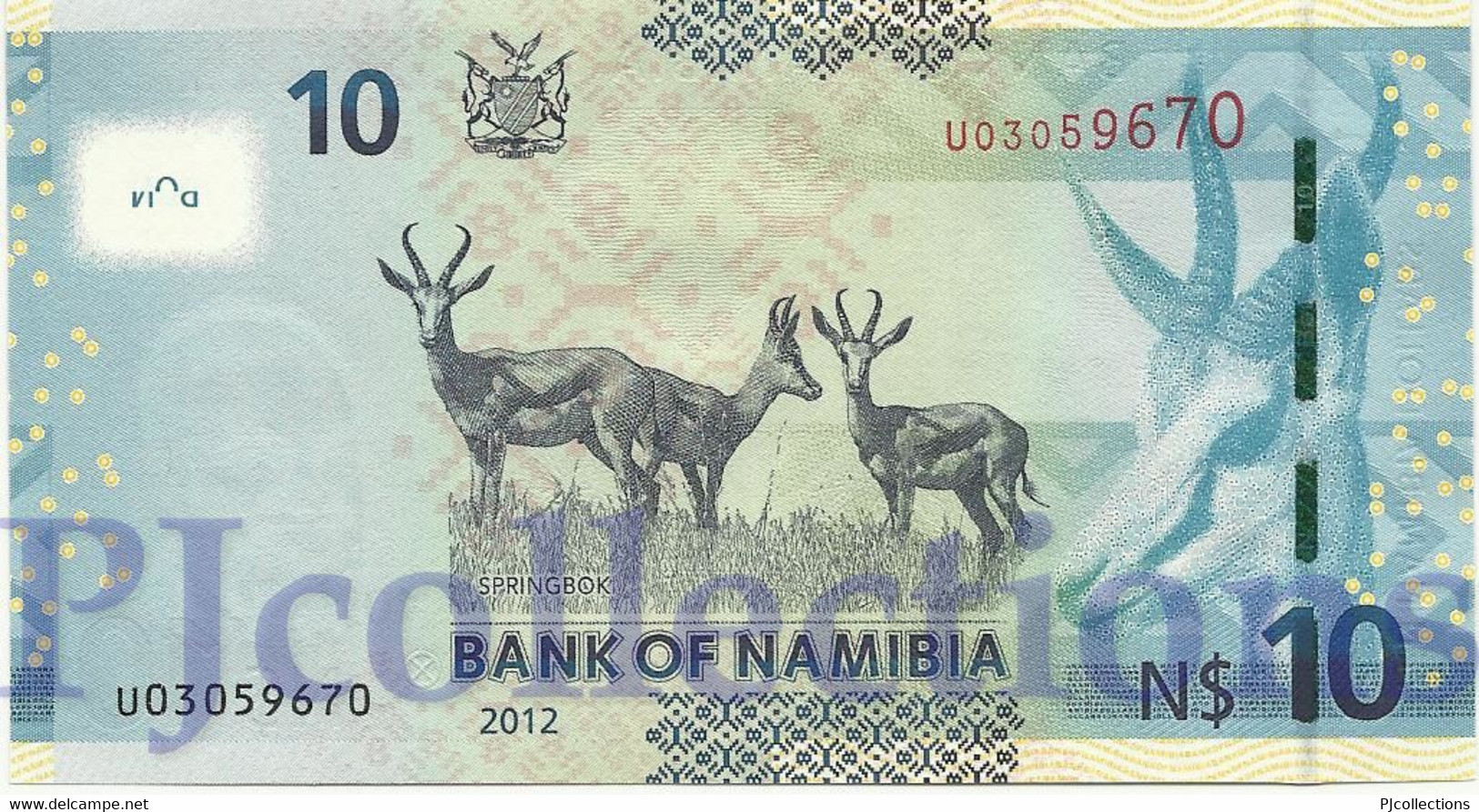 LOT NAMIBIA 10 DOLLARS 2012 PICK 11a UNC X 5 PCS - Namibia