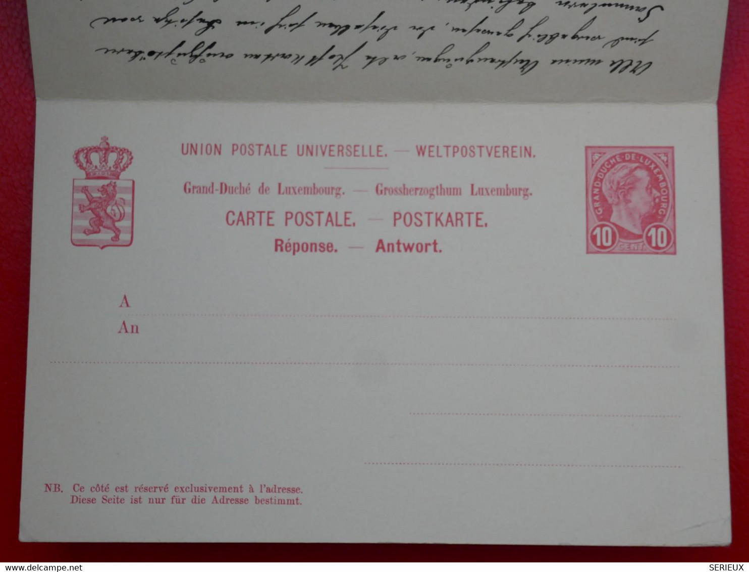 BI 9 LUXEMBOURG  BELLE  CARTE  DOUBLE 1900 POUR STRASBOURG  FRANCE  +AFFRANC. INTERESSANT++. - Stamped Stationery