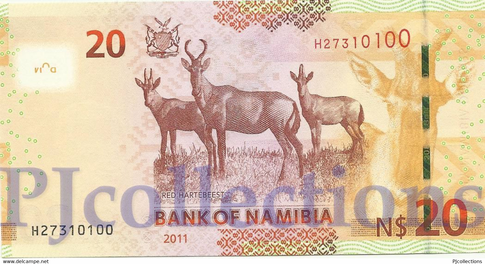 LOT NAMIBIA 20 DOLLARS 2011 PICK 12a UNC X 5 PCS - Namibia