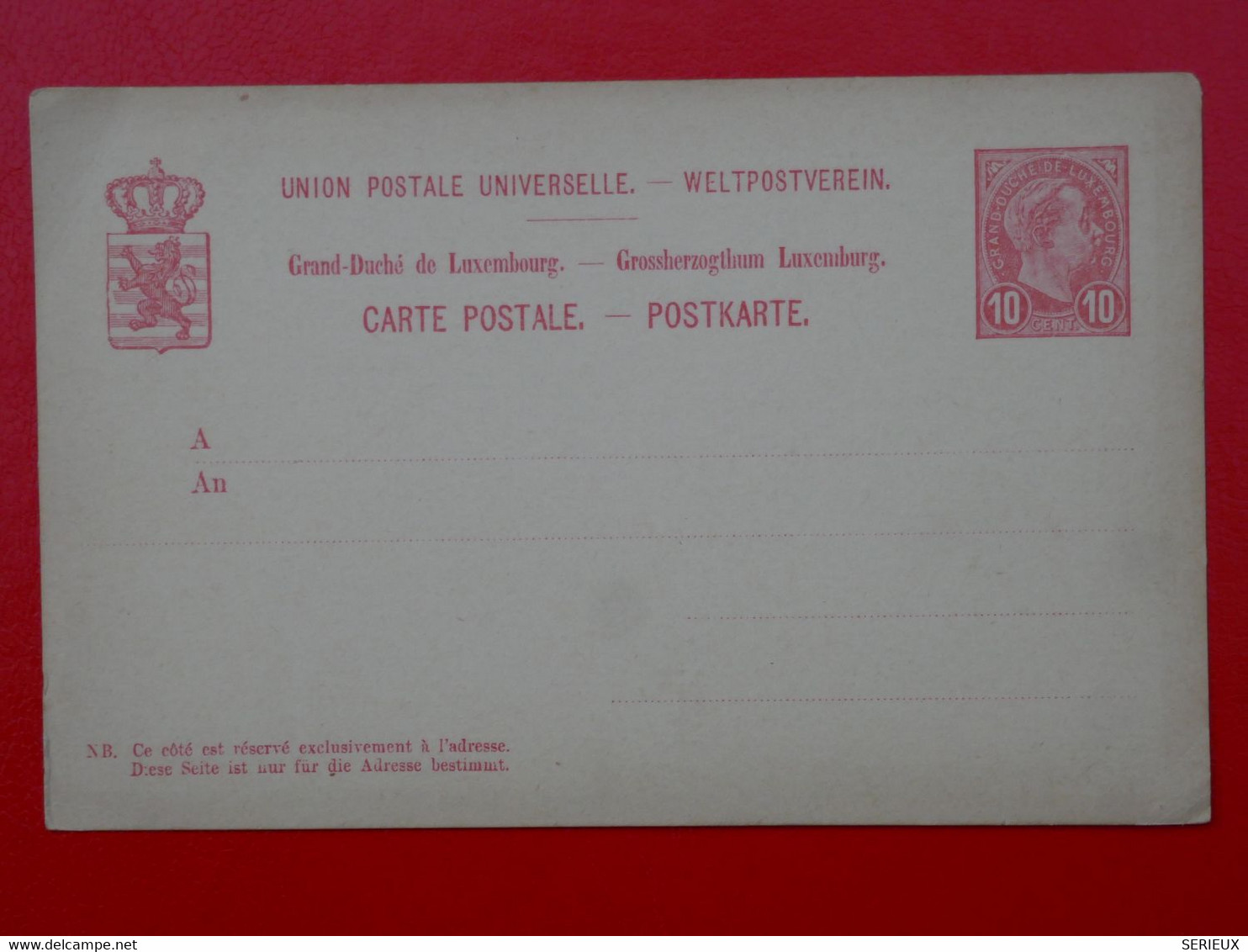 BI 9 LUXEMBOURG  BELLE  CARTE 1900 +NON VOYAGEE - Entiers Postaux