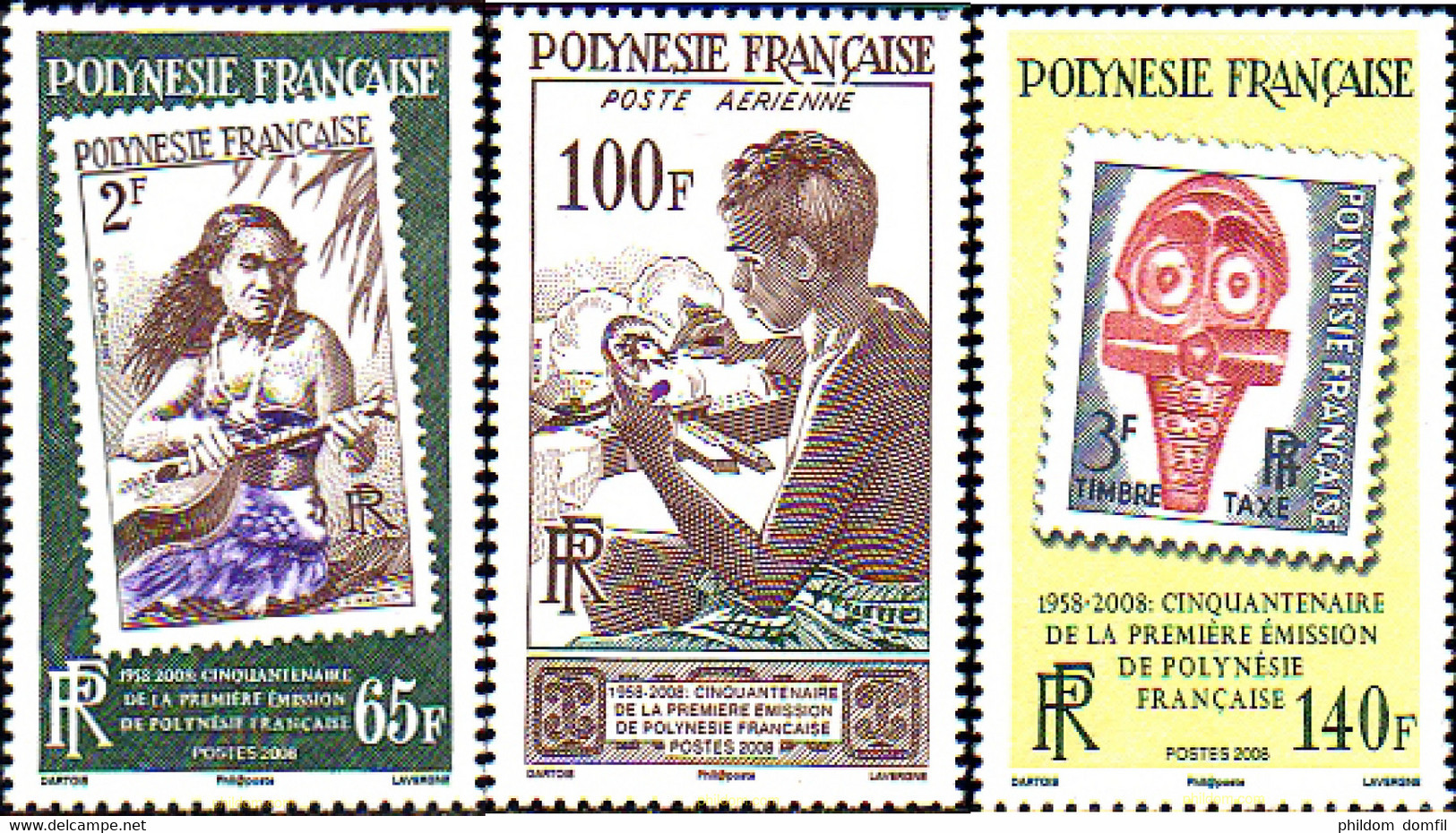 231748 MNH POLINESIA FRANCESA 2008 CINCUENTENARIO DE LA PRIMERA EMISION DE SELLOS EN PLINESIA - Gebraucht