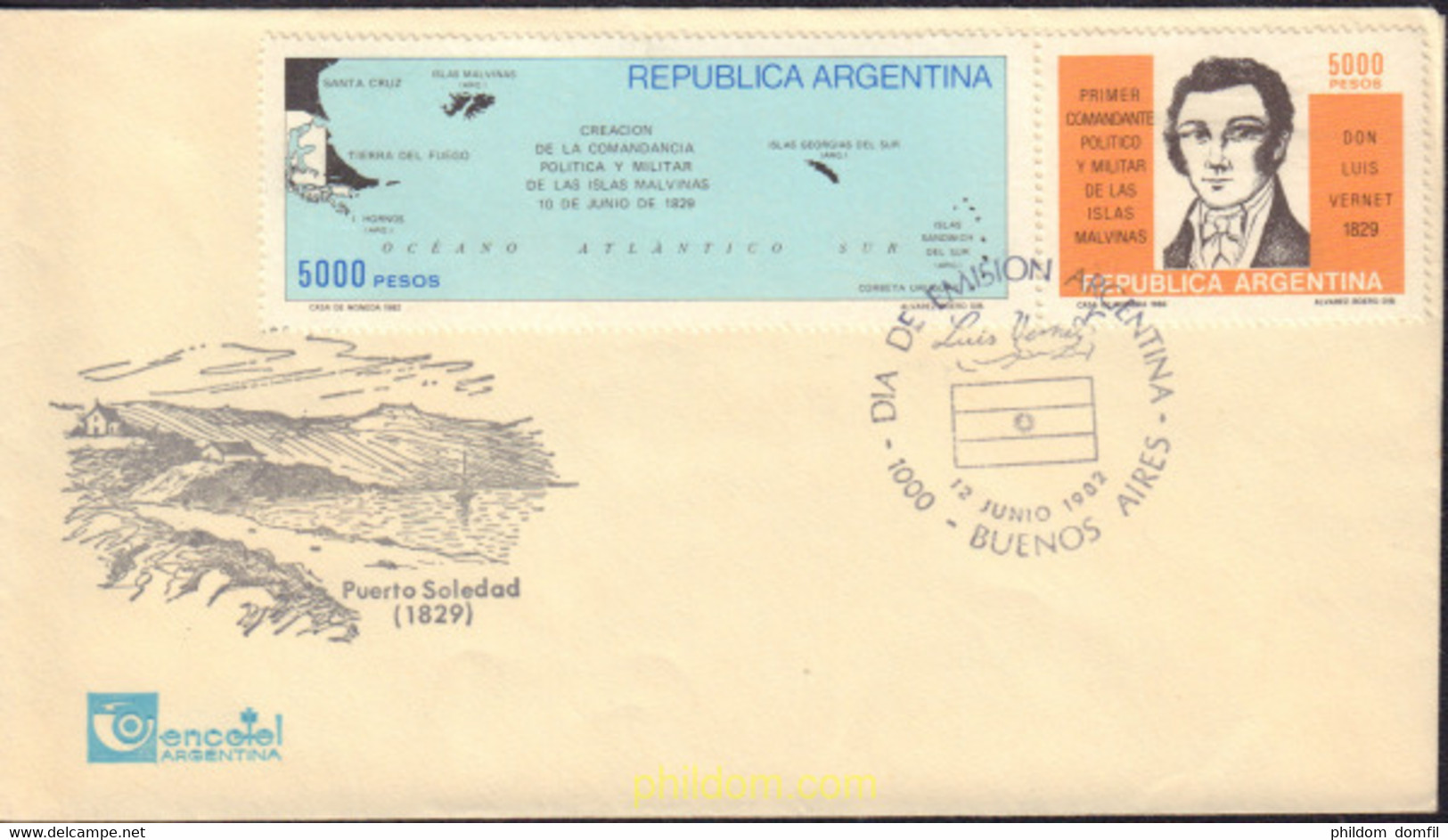 475471 MNH ARGENTINA 1982 PRIMER COMANDANTE POLITICO Y MILITAR DE LAS ISLAS MALDIVAS - Gebruikt