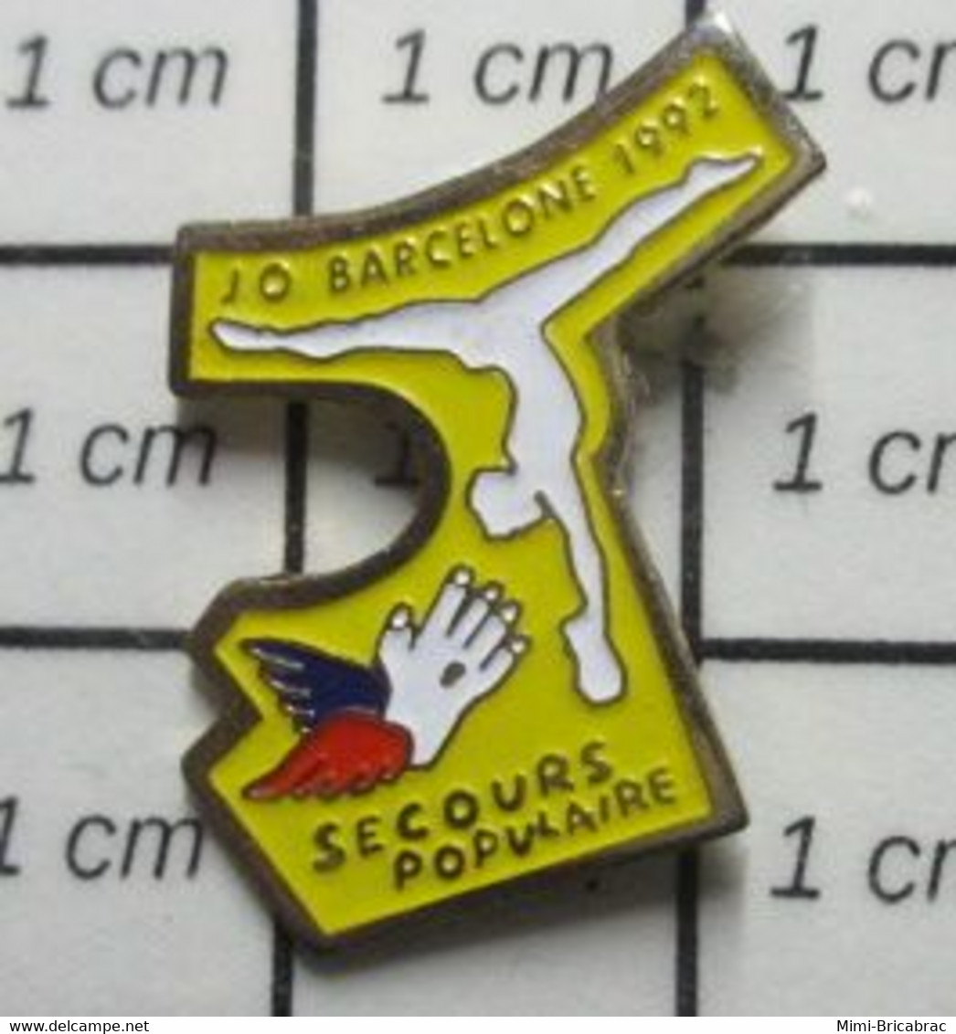 513k Pin's Pins / Beau Et Rare / SPORTS / GYMNASTIQUE J.O. BARCELONE 92 SECOURS POPULAIRE - Gymnastique