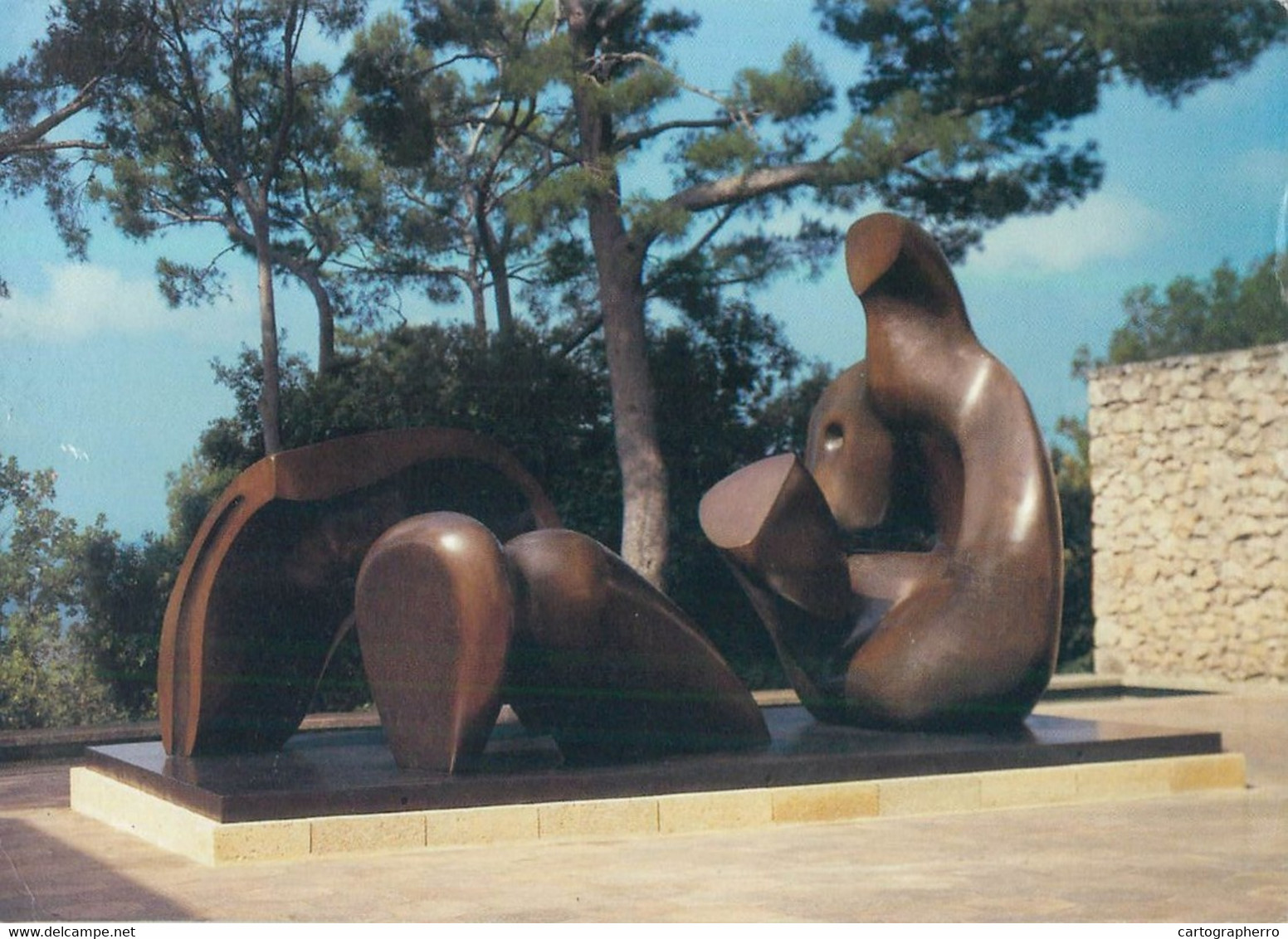 Postcard Three-piece Reclining Figure Artwork Draped 1975 - Sculptures