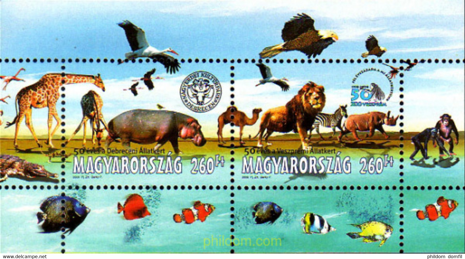 237704 MNH HUNGRIA 2008 CINCUENTENARIO DEL ZOO DE DEBRECEN Y DE VESZPREM - Usado