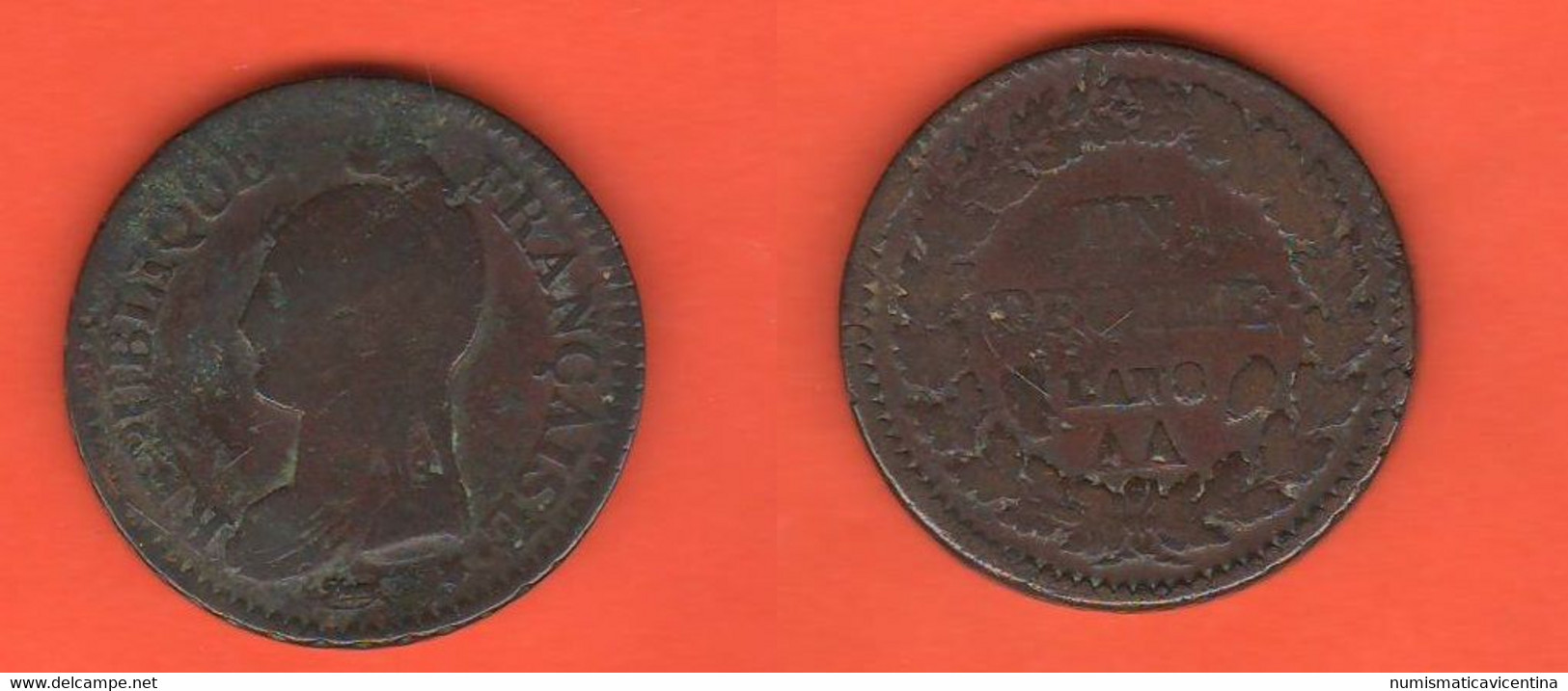 France Francia Un Dècime L'An 8 AA Years 1799 - 1800 Mint Metz Bronze Coin - 1792-1804 Eerste Franse Republiek