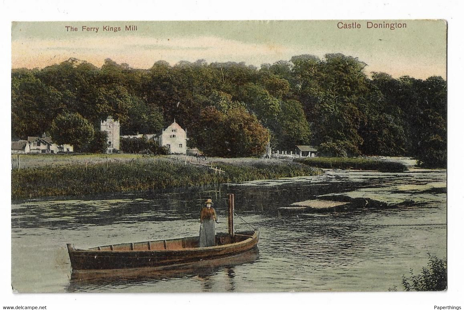 Postcard, Leicestershire, East Midlands, Castle Donington, The Ferry Kings Mill, Boat, House, 1905. - Otros & Sin Clasificación