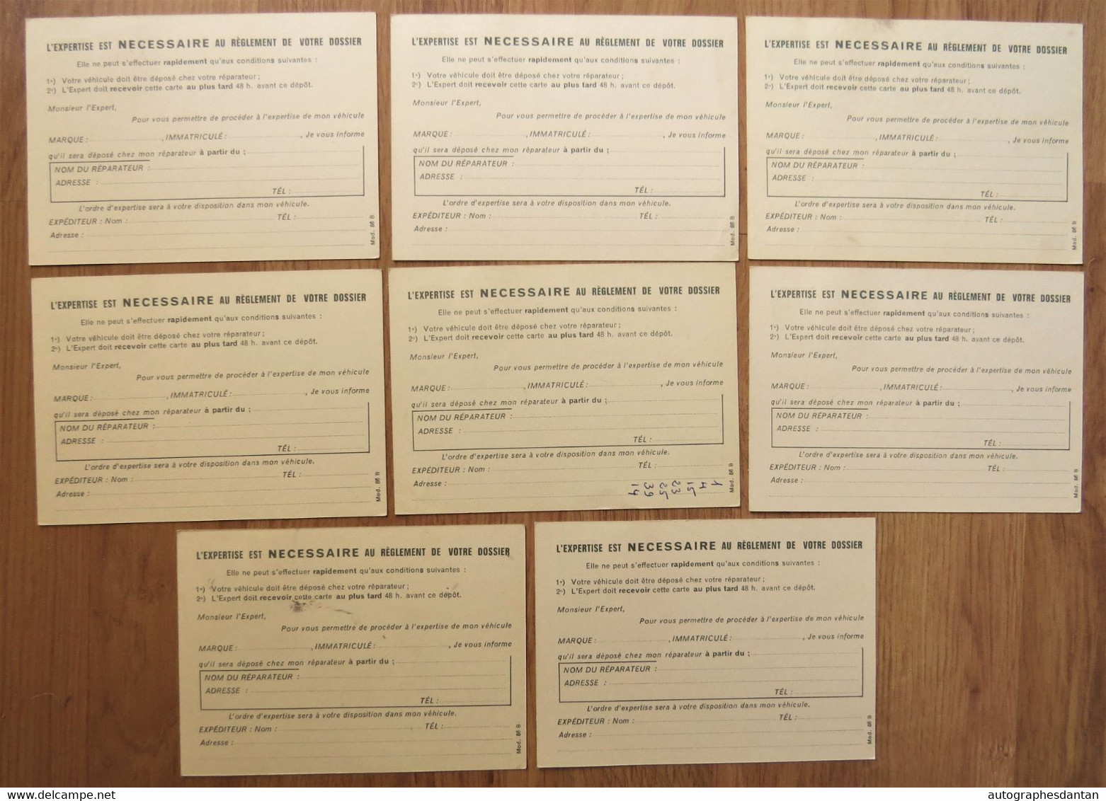 ● LOT De 8 Entiers Postaux - Bureau Commun Automobile - Demande Expertise BCA + Timbre 0.20F Saint Lô - Lots Et Collections : Entiers Et PAP