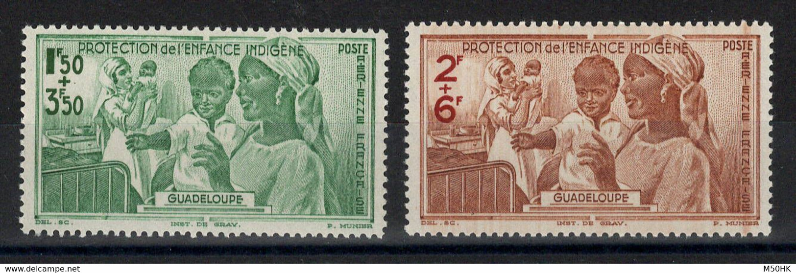 Guadeloupe - Poste Aerienne YV PA 1 & 2 N** Protection De L'enfance - Airmail